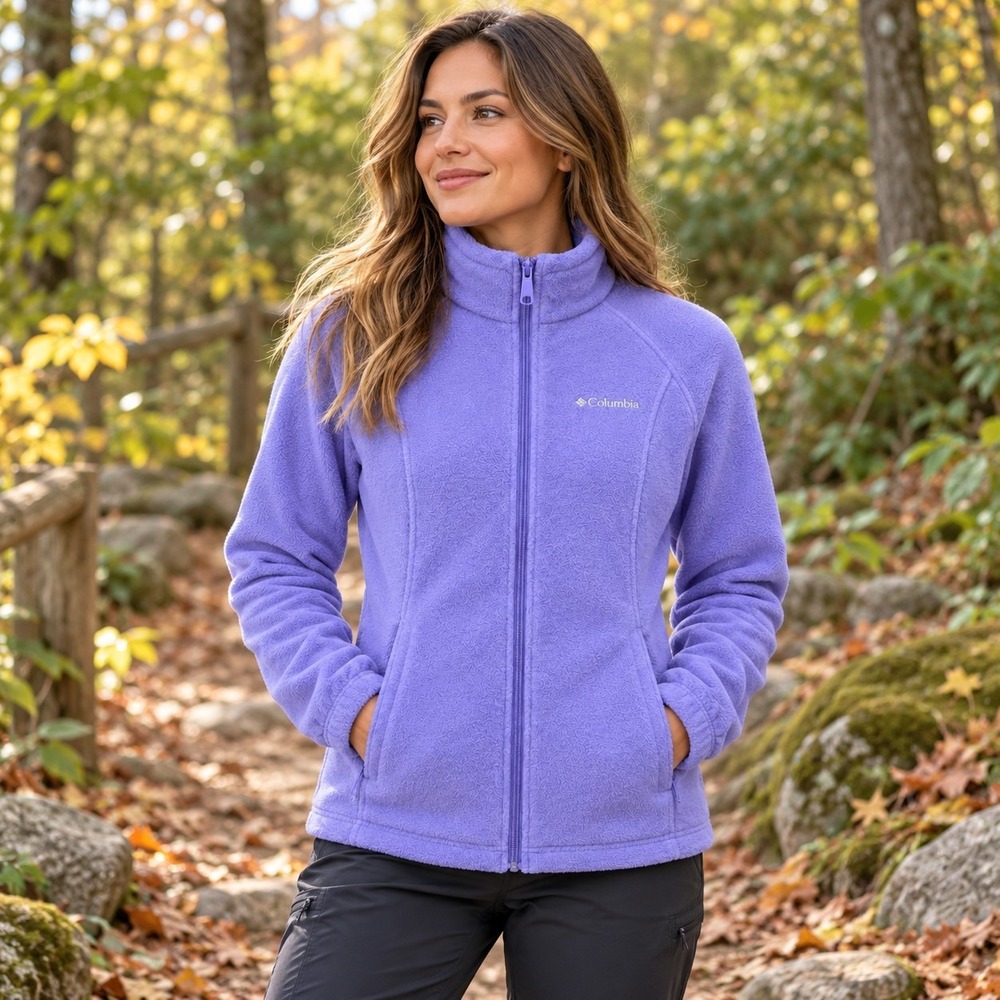 Columbia Jacket Women M Purple Fleece Full Zip Outdoor Gorpcore Hiking Sporty